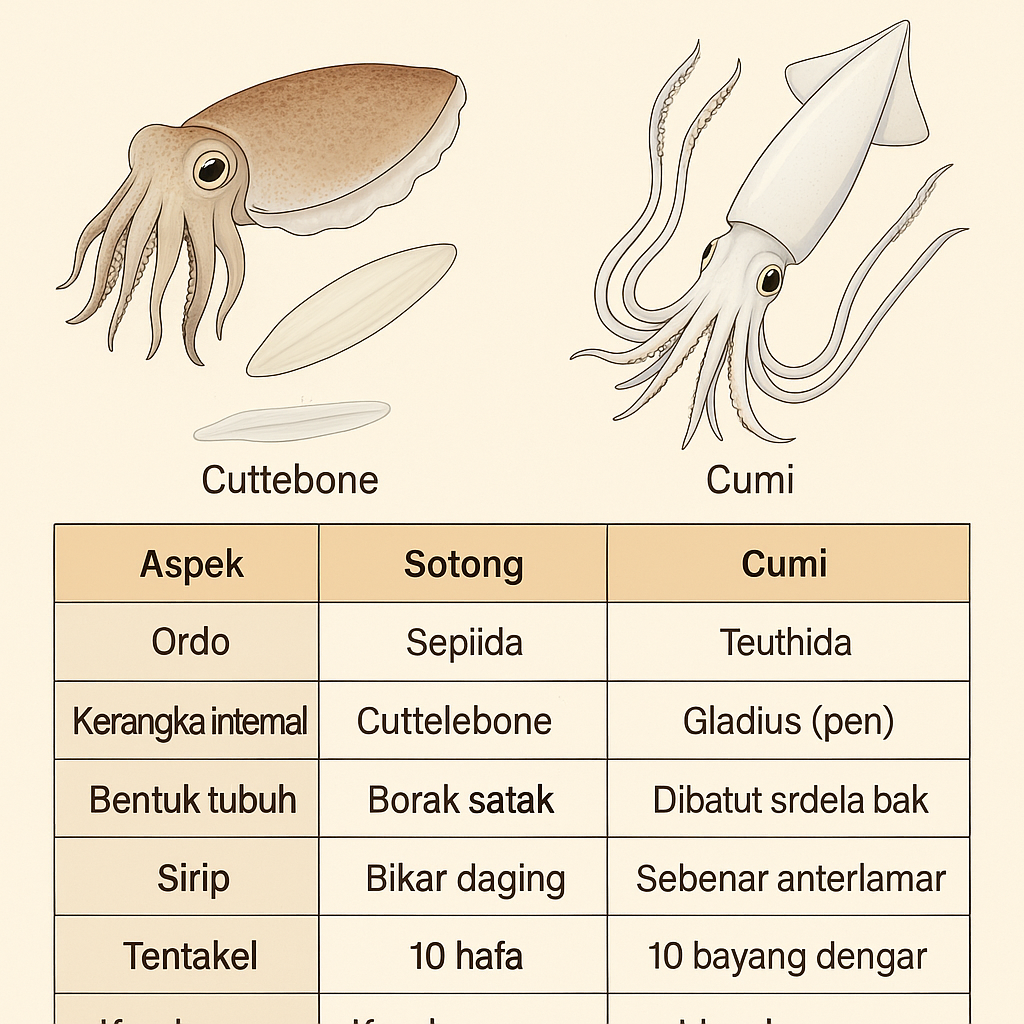 Perbedaan Sotong dengan Cumi