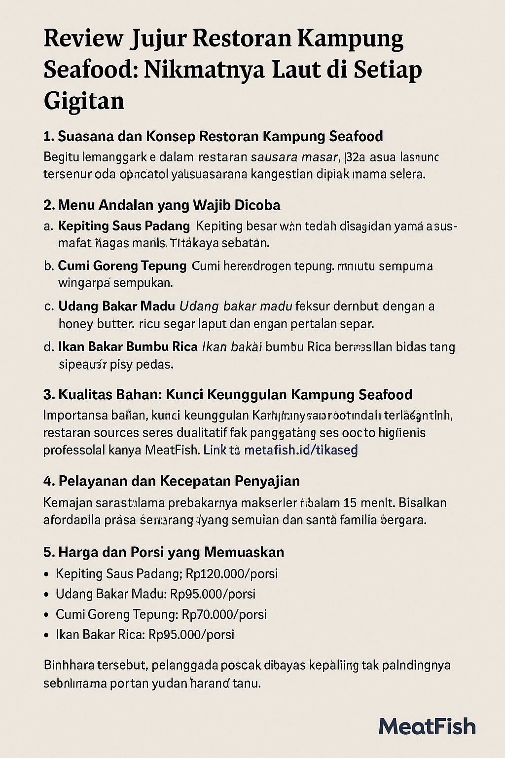 review jujur restoran kampung seafood