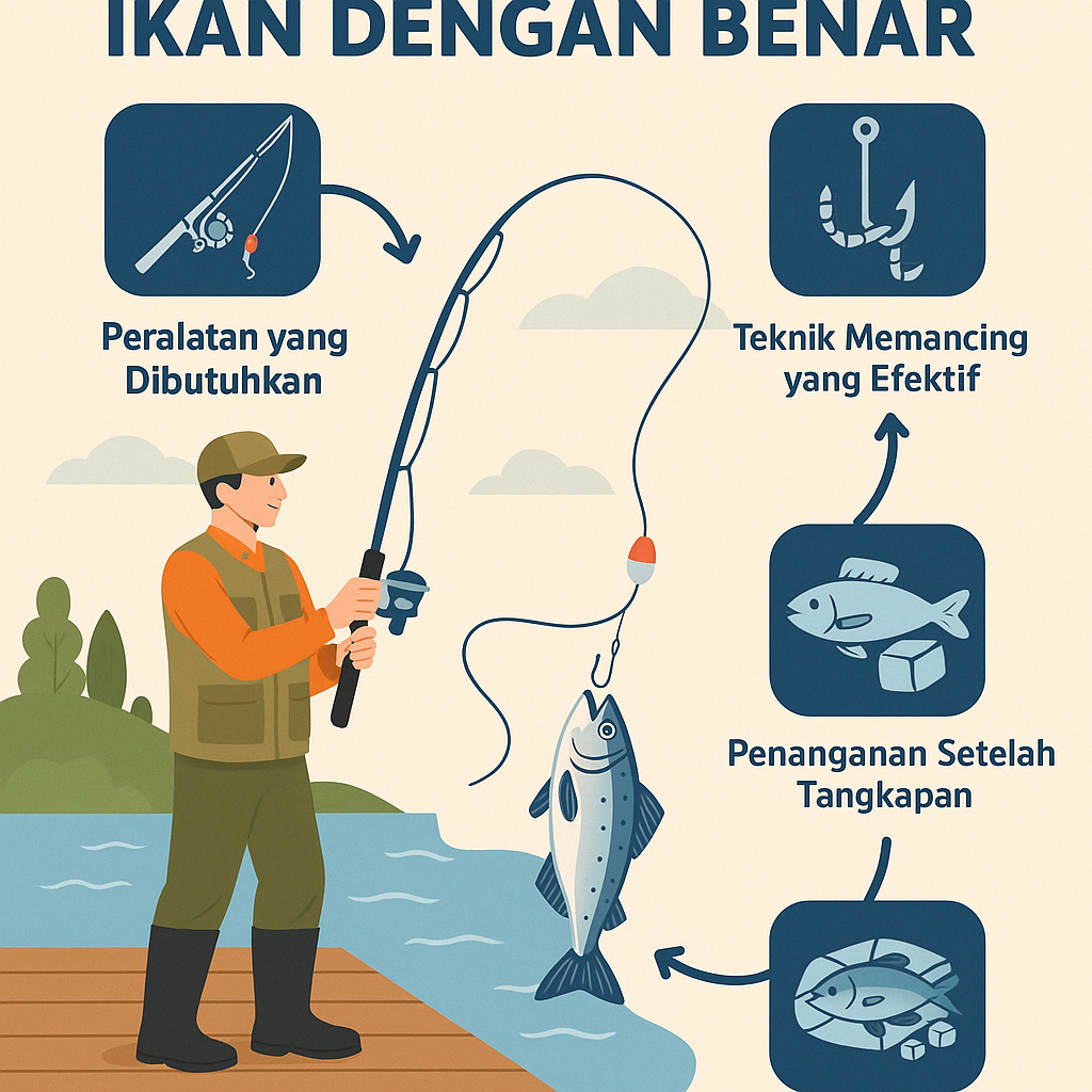 cara menangkap ikan dengan bena