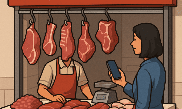 kios daging dekat sini