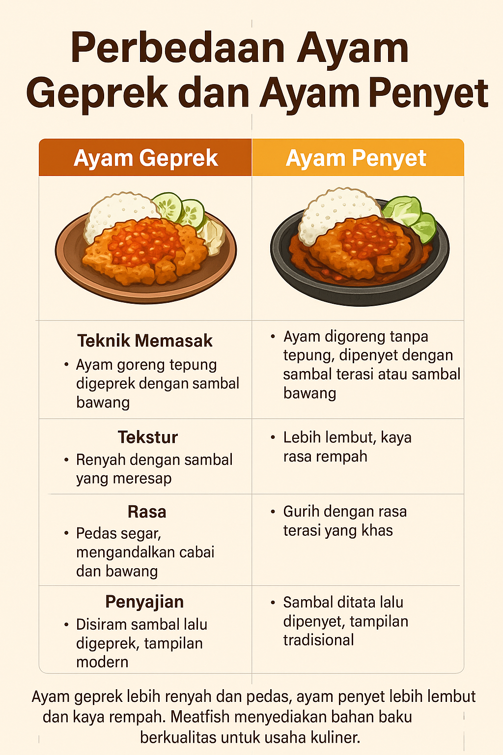 perbedaan ayam geprek dan ayam penyet