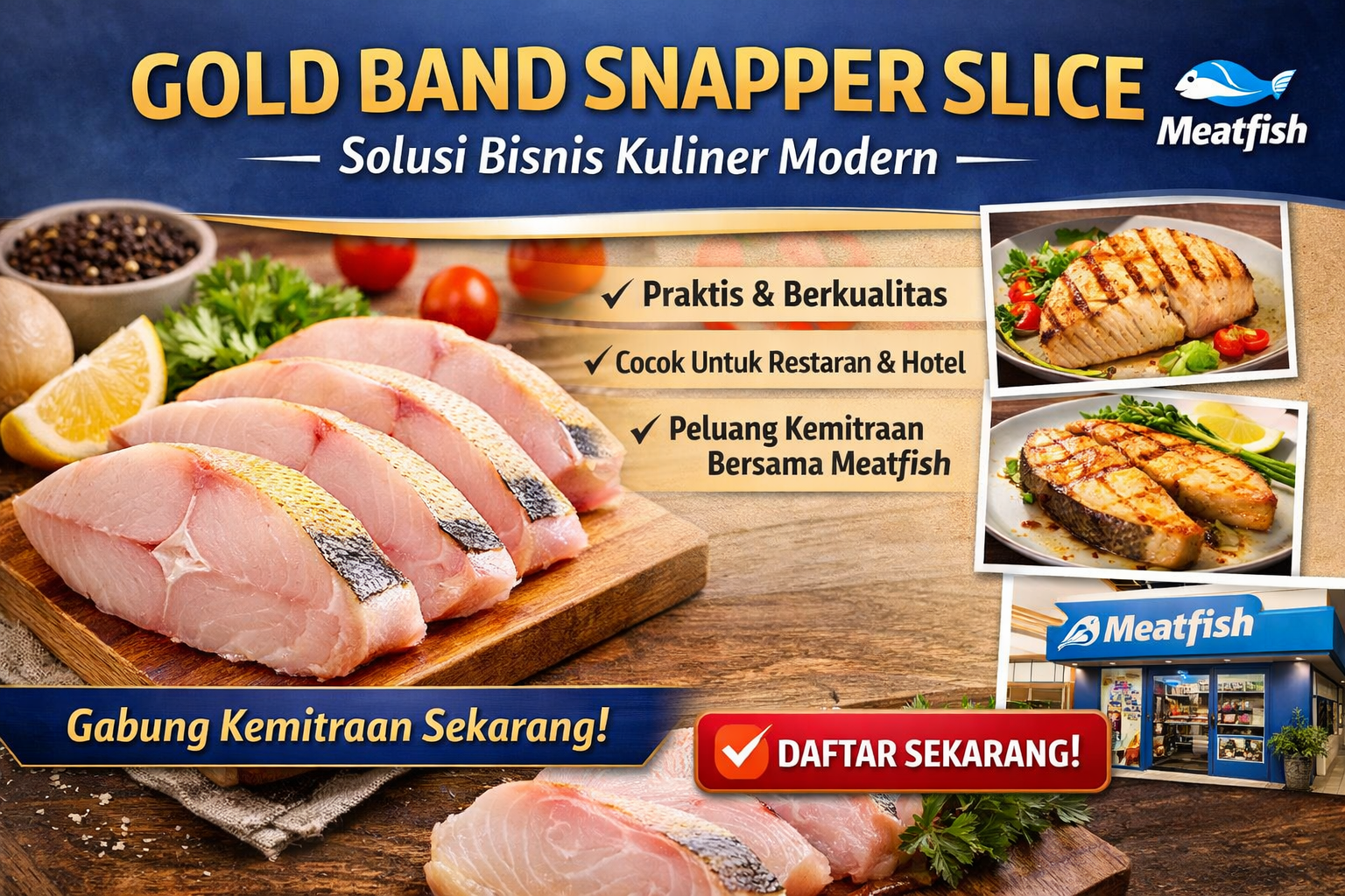 Gold band snapper slice