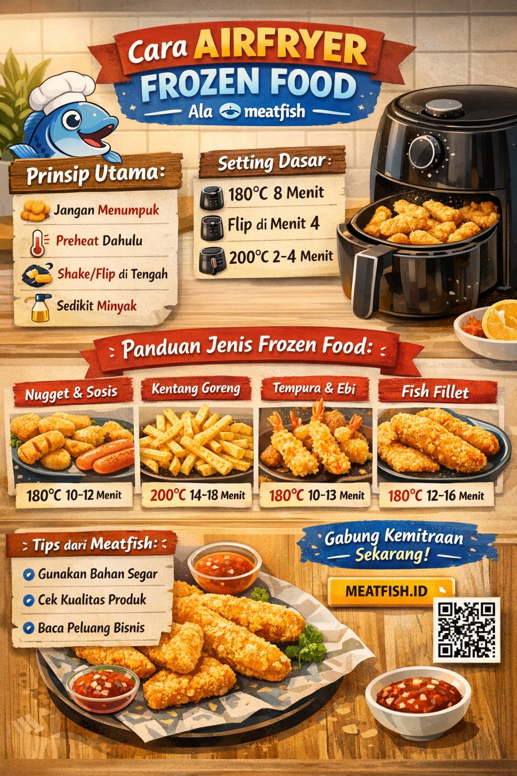 Cara airfryer frozen food