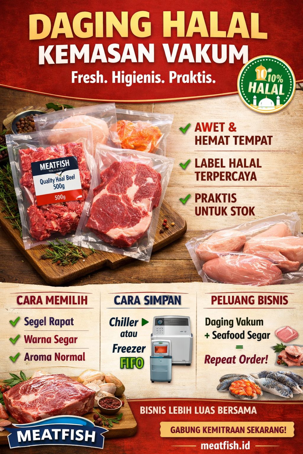 Cari daging halal grosir