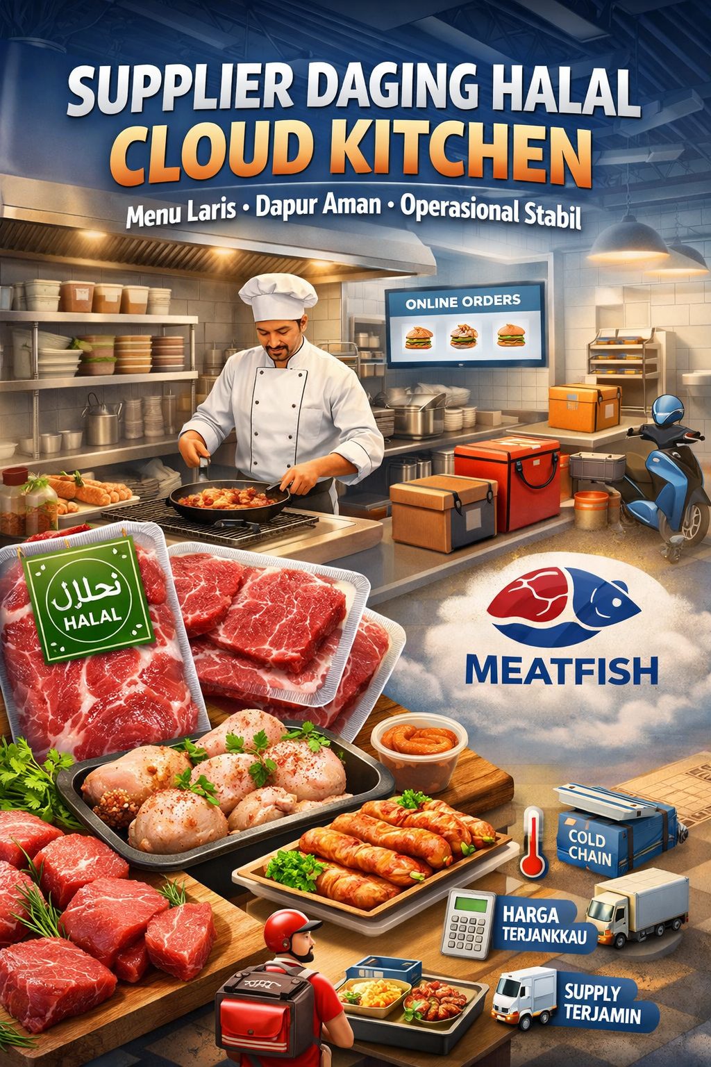 Supplier daging halal untuk cloud kitchen
