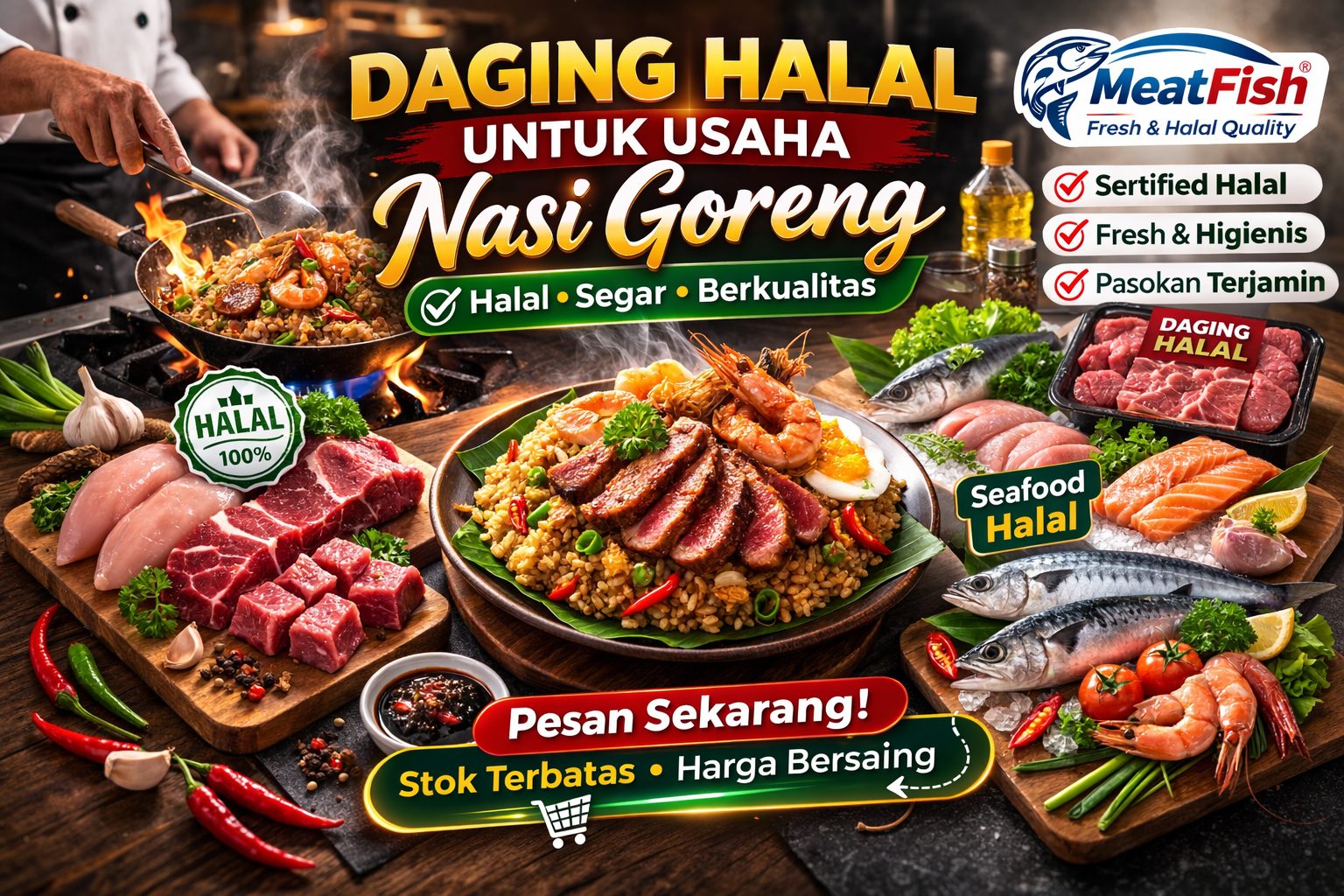 daging halal untuk usaha nasi goreng
