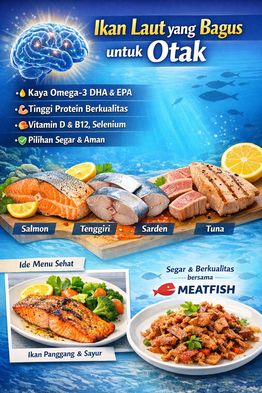 Ikan laut bagus untuk otak