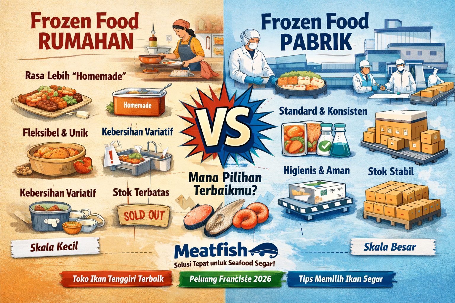 Frozen food rumahan vs pabrik