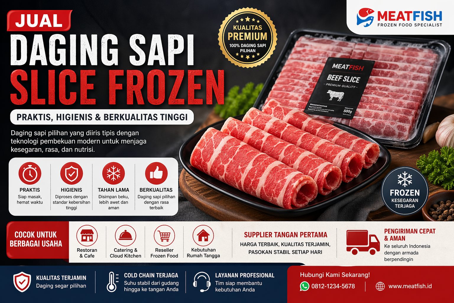 Jual daging sapi slice frozen
